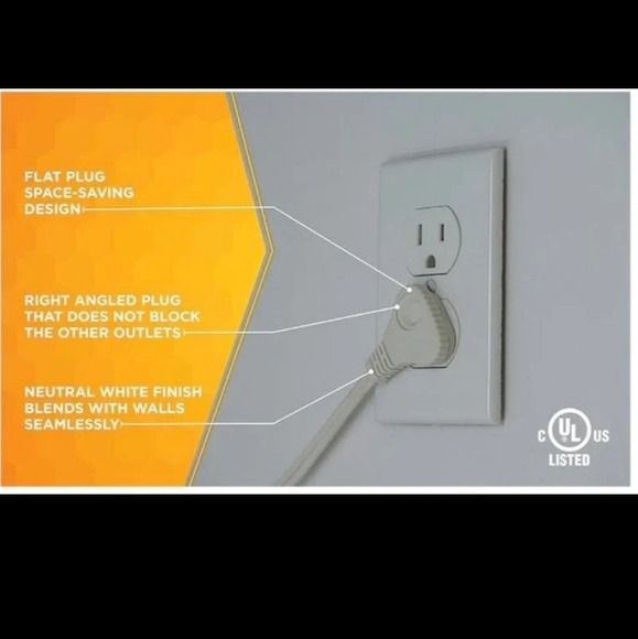 ELECTRICAL CORDS Outlet Grounded Power Strip & 7 FT Slimline Extension SET NWT - Picture 2 of 7